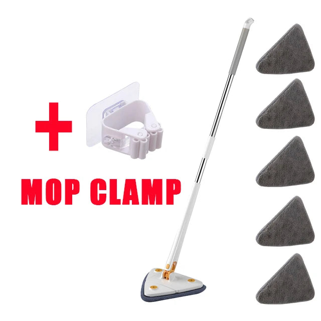 NEW Extended Triangle Mop 360 Twist Squeeze Wringing XType Window Glass Toilet Bathrrom Floor Household Cleaning Ceiling Dusting