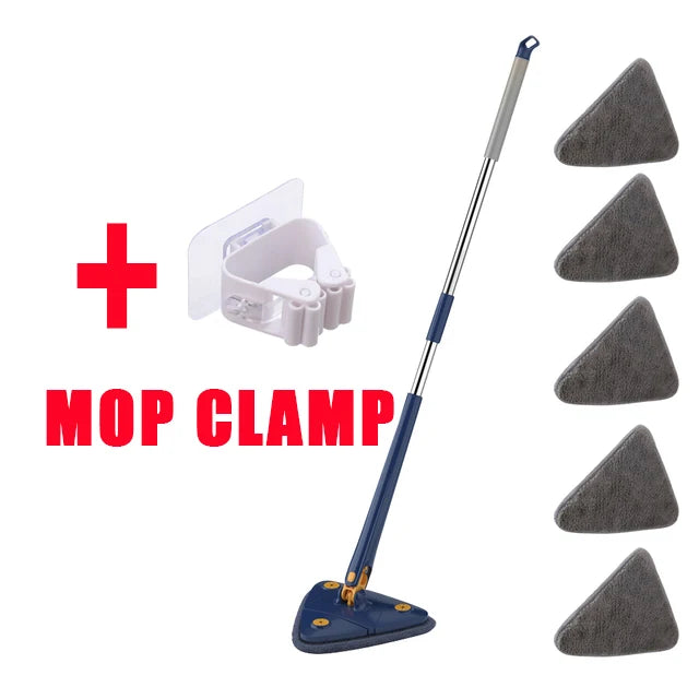 NEW Extended Triangle Mop 360 Twist Squeeze Wringing XType Window Glass Toilet Bathrrom Floor Household Cleaning Ceiling Dusting