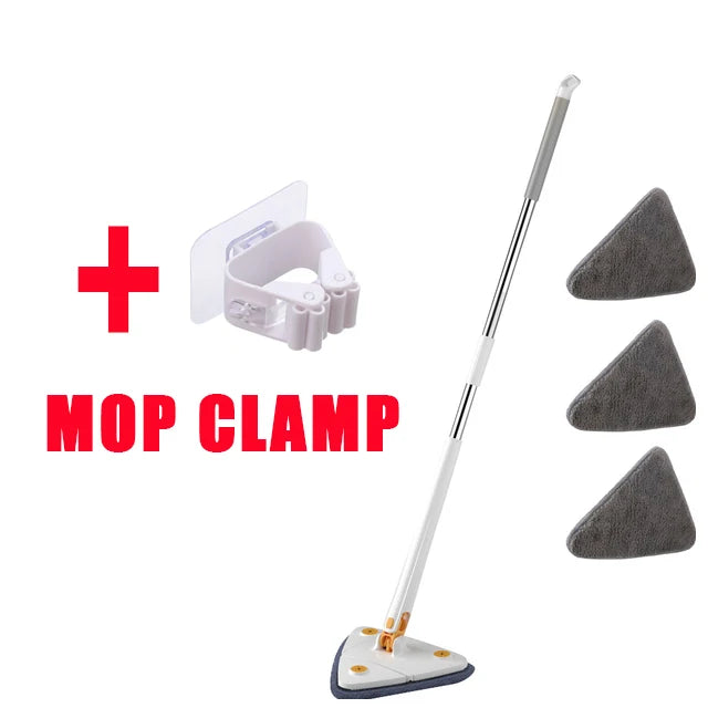 NEW Extended Triangle Mop 360 Twist Squeeze Wringing XType Window Glass Toilet Bathrrom Floor Household Cleaning Ceiling Dusting