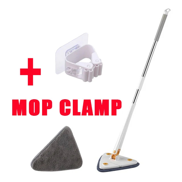 NEW Extended Triangle Mop 360 Twist Squeeze Wringing XType Window Glass Toilet Bathrrom Floor Household Cleaning Ceiling Dusting