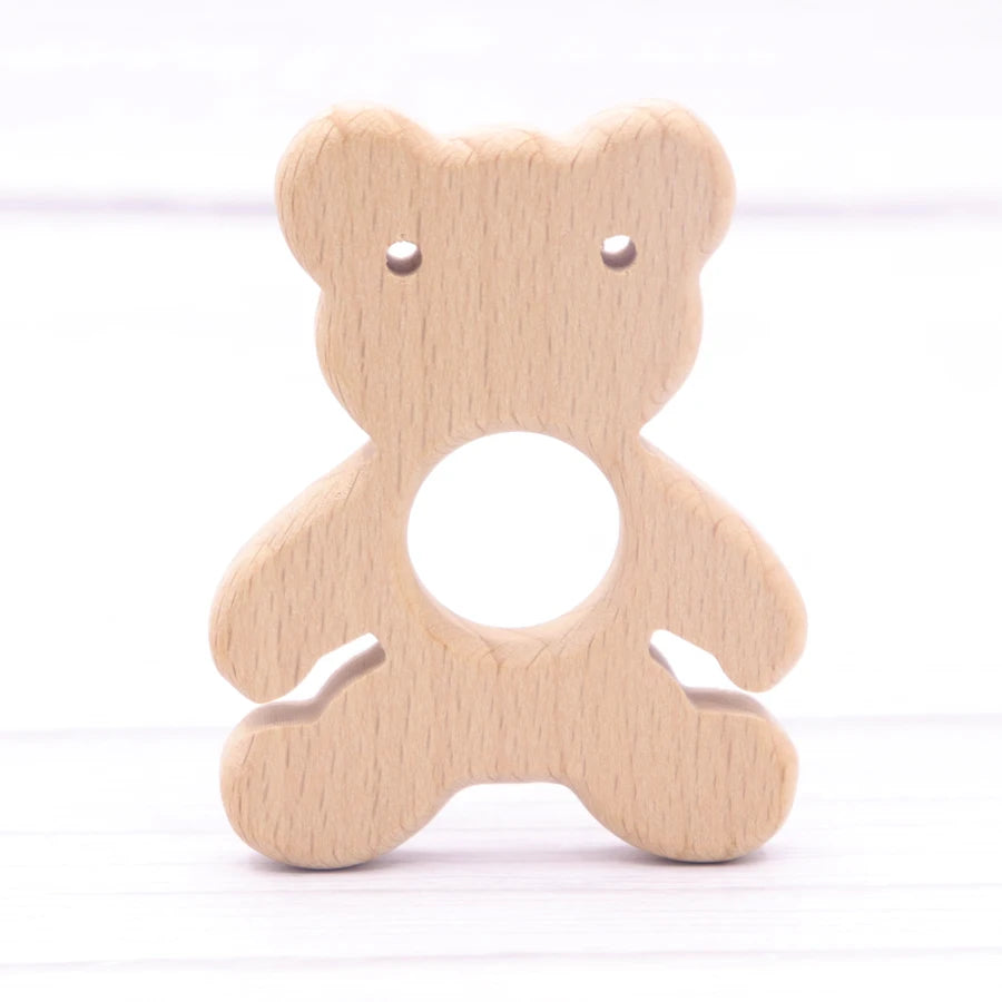 1pcs Baby Animal Natural Beech Teething Wooden Teether Rodent Flowers Clouds Tiny Rod   Pendant For Pacifier Chain  Products