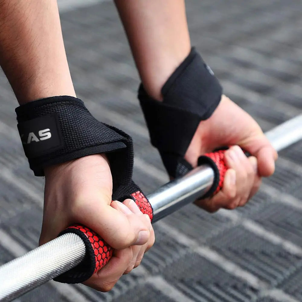 MKAS Weight lifting Wrist Straps Fitness Bodybuilding Training Gym lifting straps with Non Slip Flex Gel Grip