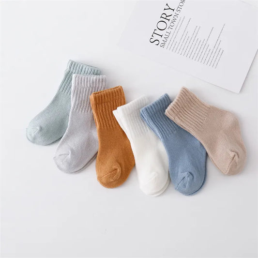 6Pairs/set 0-12Month Newborn Baby Boy Girl Sock Cotton Solid Soft Infant Socks for Girls Boys Spring Autumn Korea Style