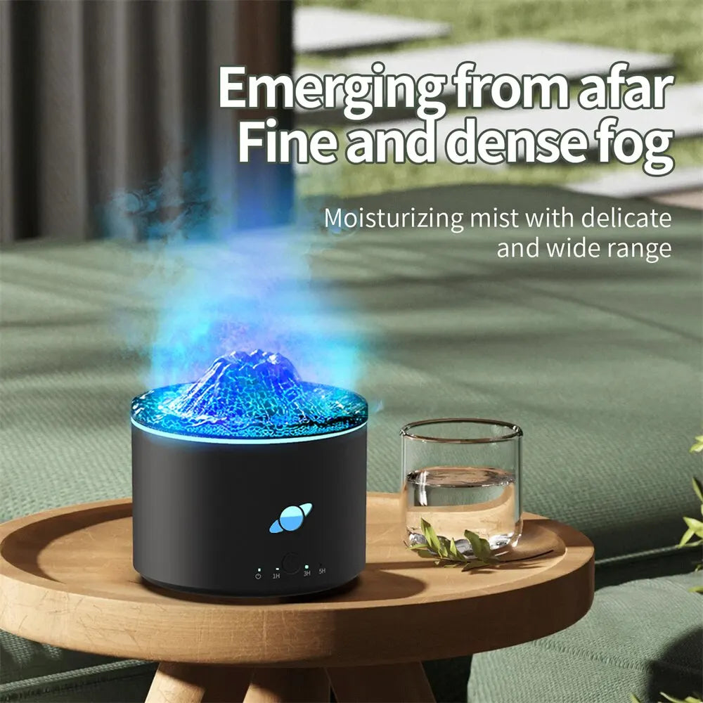 Volcano Aromatherapy Machine Simulation Flame Air Humidifier USB Fragrance Diffuser Mist Maker With Color Ambient Lights 230ML