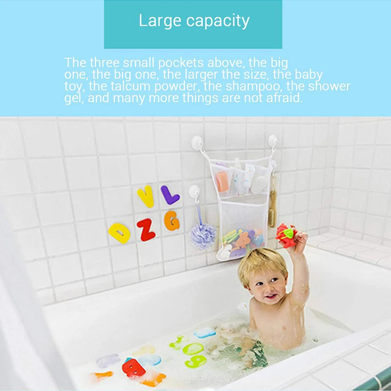 Baby Shower Bath Toys White Baby Kids Toy Storage Mesh with Strong Suction Cups Toy Bag Net Bathroom Organizer for Kids Toddlers