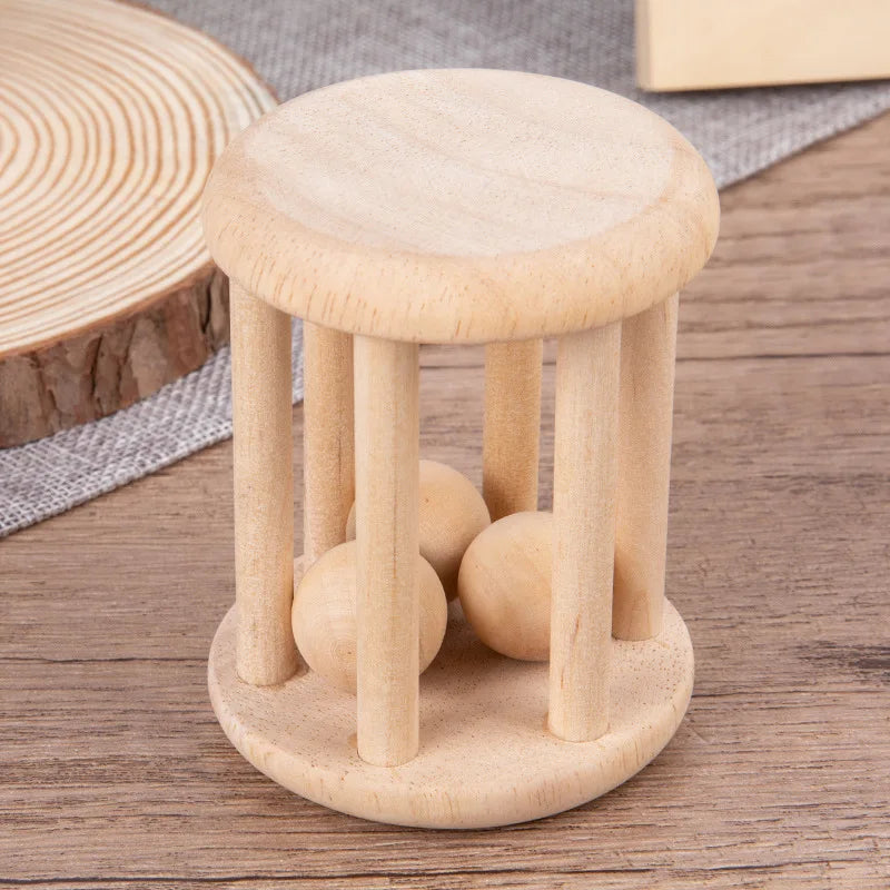 4 Pieces Wooden Baby Rattle Toy