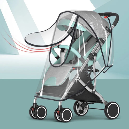 Universal Waterproof Pram Rain Cover Baby Stroller Accessories Transparent Wind Dust Shield Zipper Open for Pushchairs Raincoat