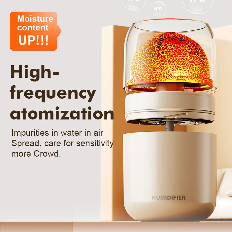 Mini Humidifier Crack Volcano Humidifier Spray Machine Usb Small Silent Desktop Colorful Atmosphere Lamp Humidifier