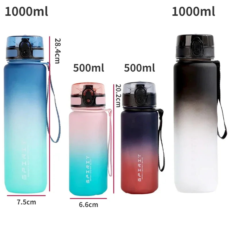 1 Liter Large Capacity Sports Water Bottle Leak Proof Colorful Plastic Cup Drinking Outdoor Travel Portable Gym Fitness Jugs