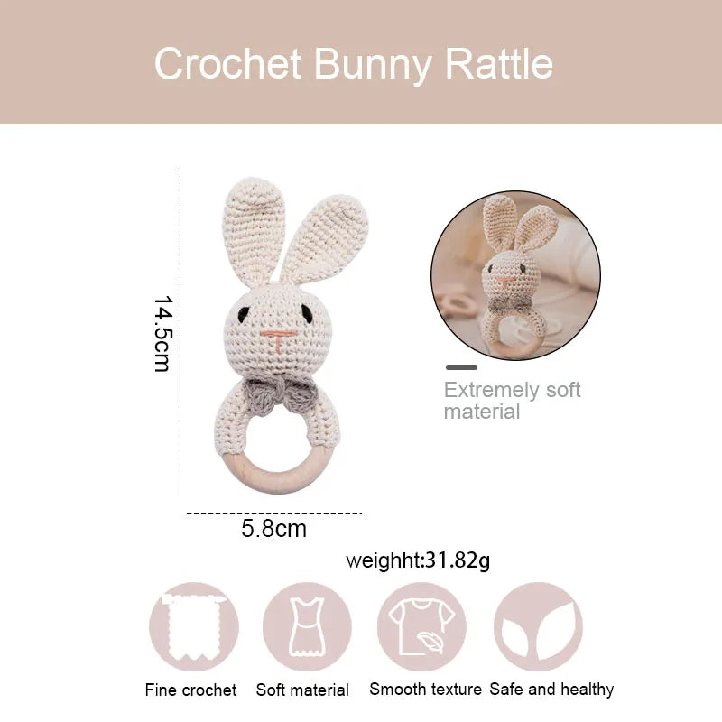 1PC Baby Ratter Toys Wooden Teether