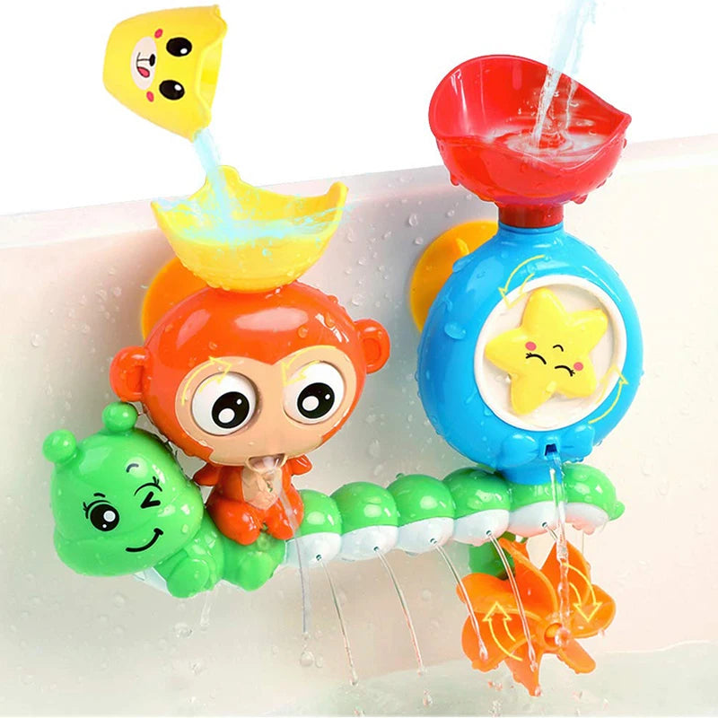 Baby Bath Toy Wall Sunction Cup Track Water Games Children Bathroom Monkey Caterpilla Bath Shower Toy for Kids Birthday Gifts