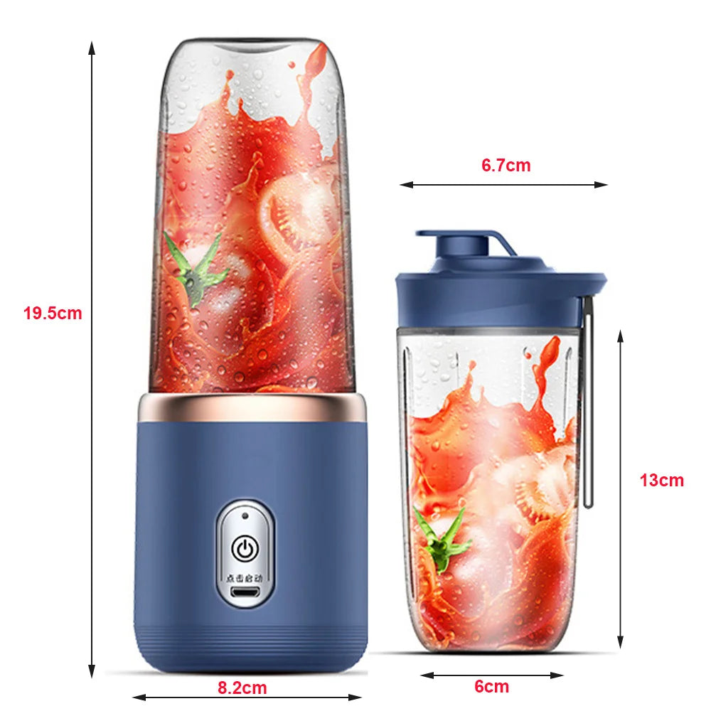 Portable Rechargeable Blender 6 Blades Juicer Fruit Juice Cup Automatic Small Electric Juicer Smoothie Blender Food Processor