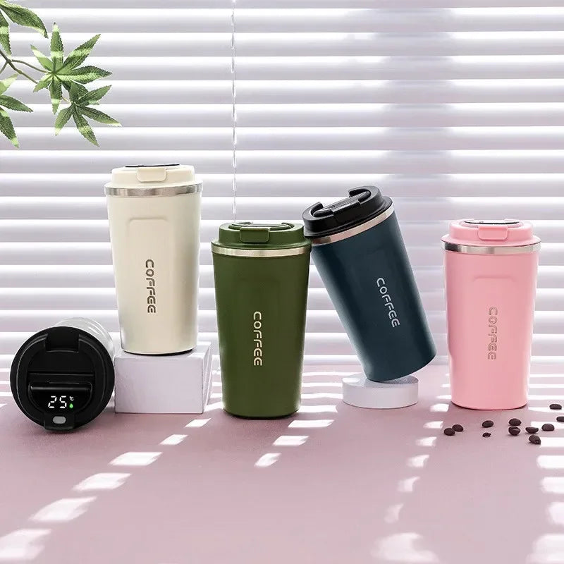 510ml Thermos Coffee Mug Stainless Steel Coffee Cup Temperature Display Vacuum Flask Thermal Tumbler Insulated Cup Water Bottle