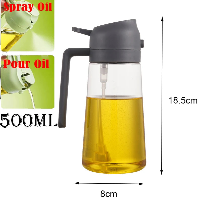 2in1 500ml Plastic Spray Oil Sprayer Bottle Spray Oil Dispenser Oil Jar Cruet BBQ Kitchen Baking Roasting Picnic Kitchen Tool