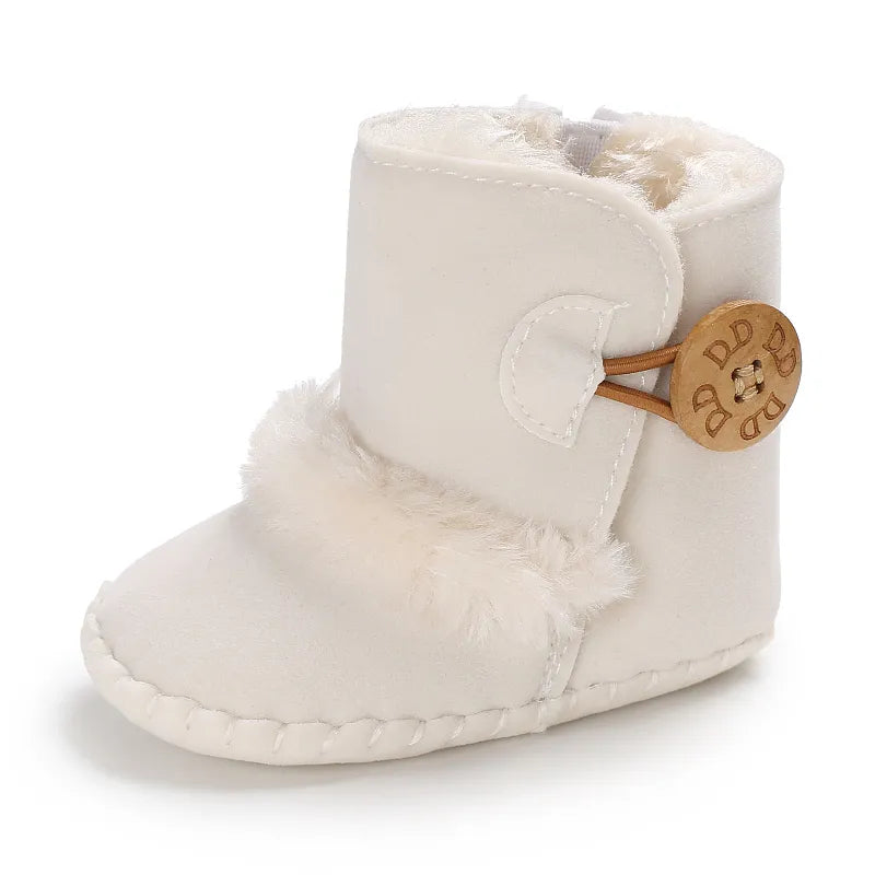 Baby Autumn Winter Boots Baby Girl Boys Winter Warm Shoes Solid Fashion Toddler Fuzzy Balls First Walkers Kid Shoes 0-18M