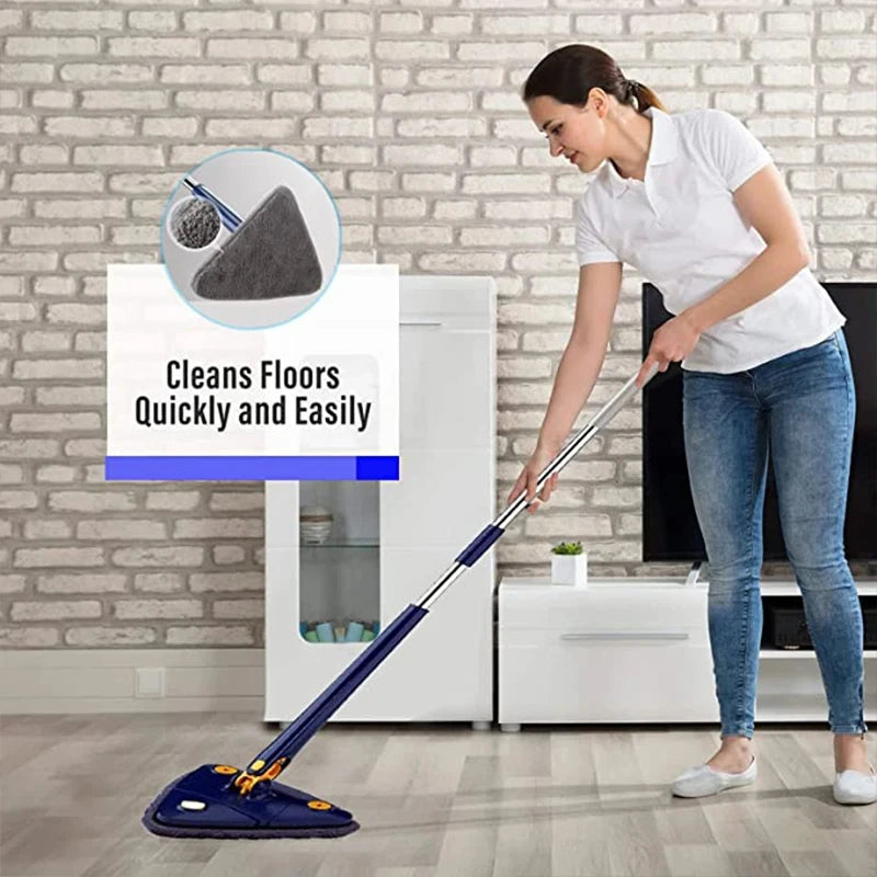 UNTIOR Telescopic Triangle Mop 360° Rotatable Spin Cleaning Mop Squeeze Wet and Dry Use Water Absorption Home Floor Tools