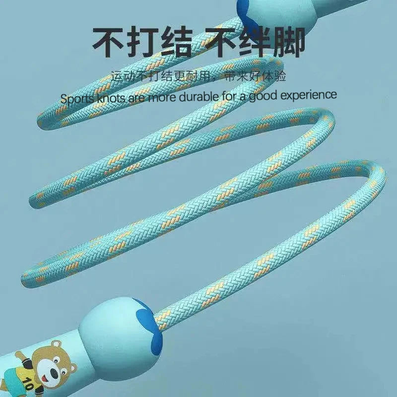 Children's Sports Adjustable Cotton Rope  Ropes Sport Fitness Lovely Cartoon Skipping Natural Wooden Handle Fillet Design