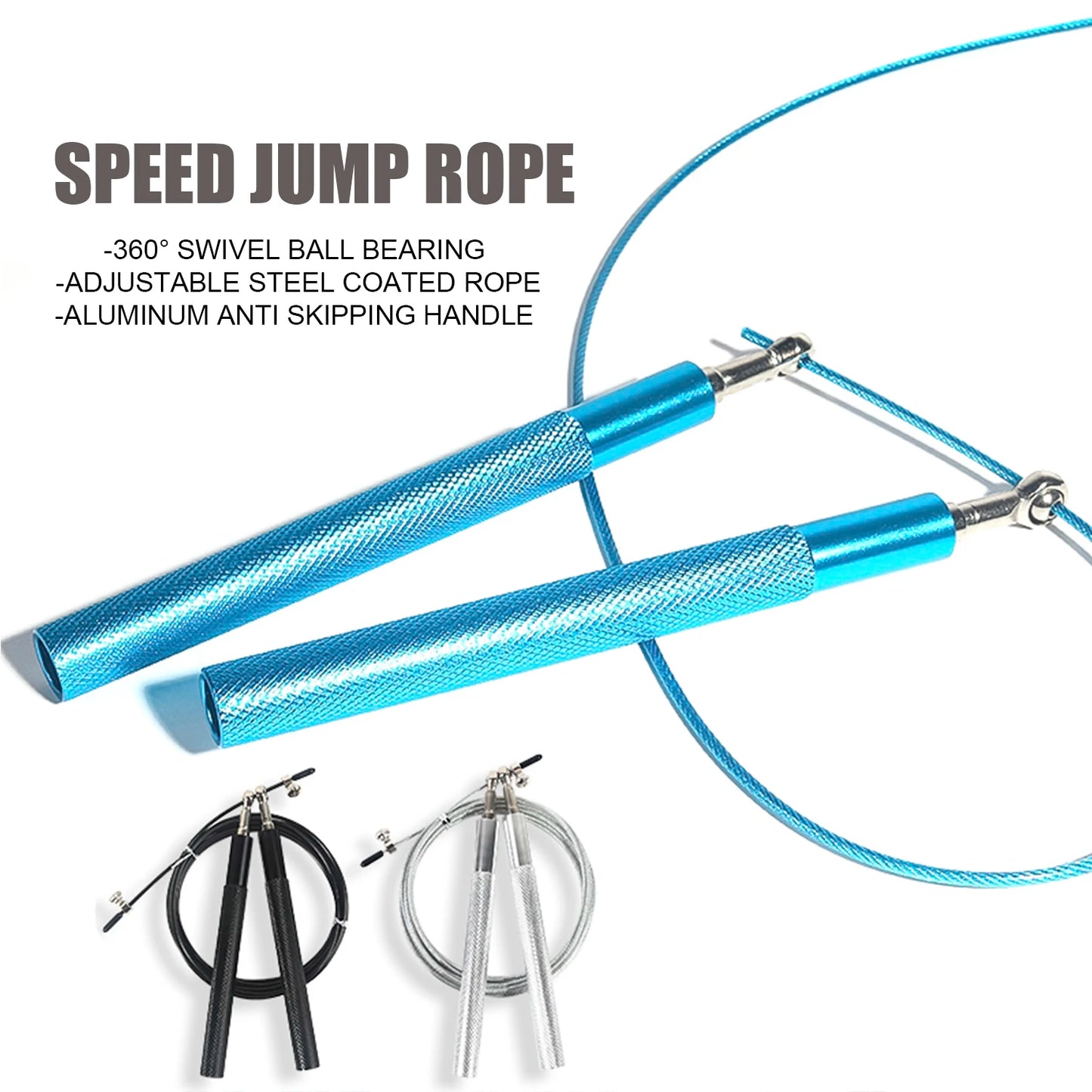 Speed Jump Rope 360° Swivel Ball Bearing Adjustable Steel Coated Rope Workout Fitness Training Boxing Exercises Skipping Ropes