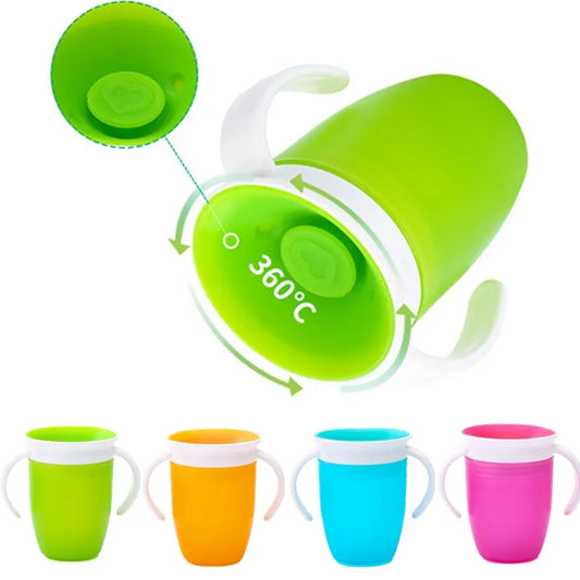 Baby Learning Drinking Cup with Double Handle Flip Lid