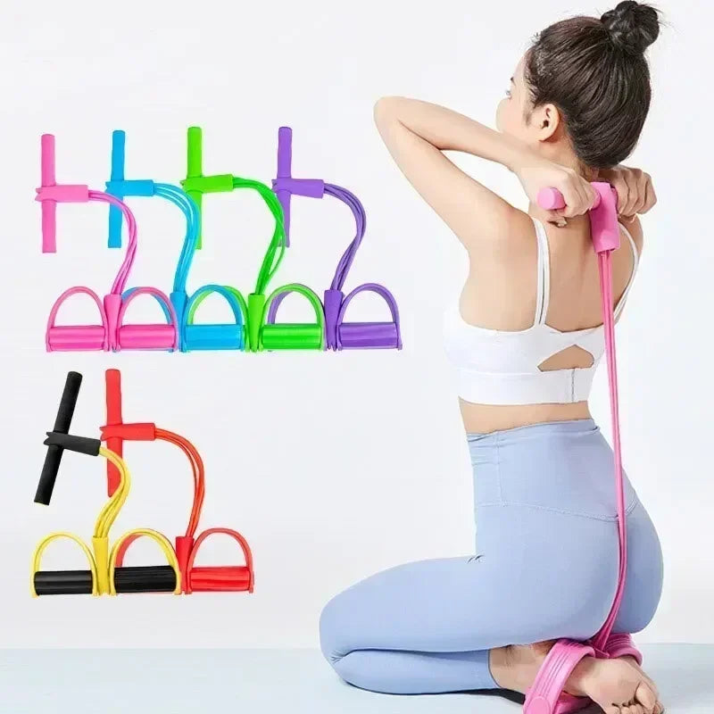 Resistance Bands Elastic Fitness Bands For Sports Exercises At Home Multifunctional  Portable 4 Tube Elastic Pedal Puller