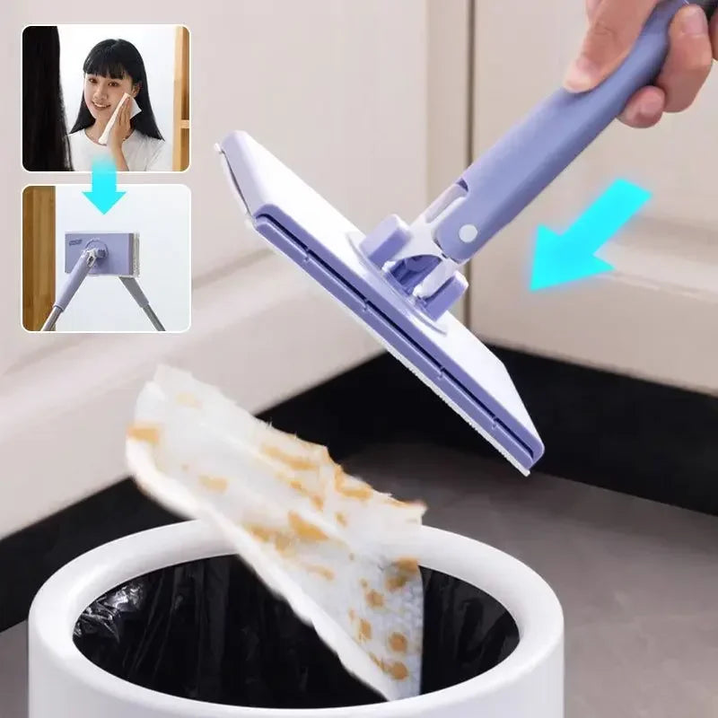 1-8PCS Household Cleaning Multifunctional Washcloth Mop Lazy Automatic Clip Cloth Flat Dusting Wipe Glass Flat Small Mop