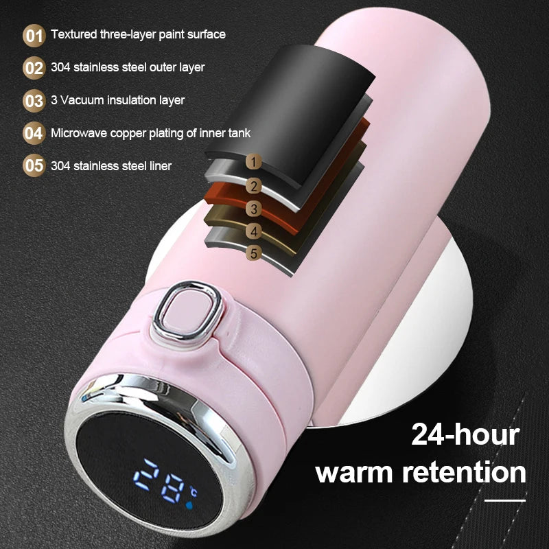 420ml Stainless Steel Temperature Display Thermal Mug Smart Thermos Bottle Coffee Tea Thermo Bottle  Water Bottle