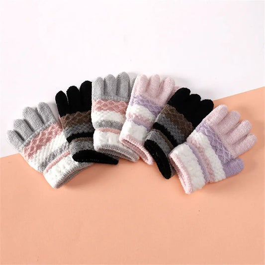 Winter Autumn Soft Knitted Baby Gloves Full Finger Gloves Kids Girls Boys Mittens Outdoor Children Gloves 3-8 Years