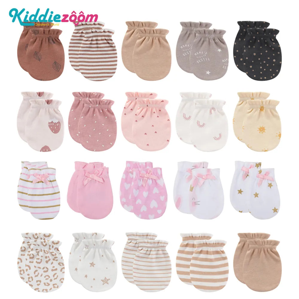 Newborn 5Pieces Baby Girl Boy Gloves Cotton Cartoon 0-6M  Mittens