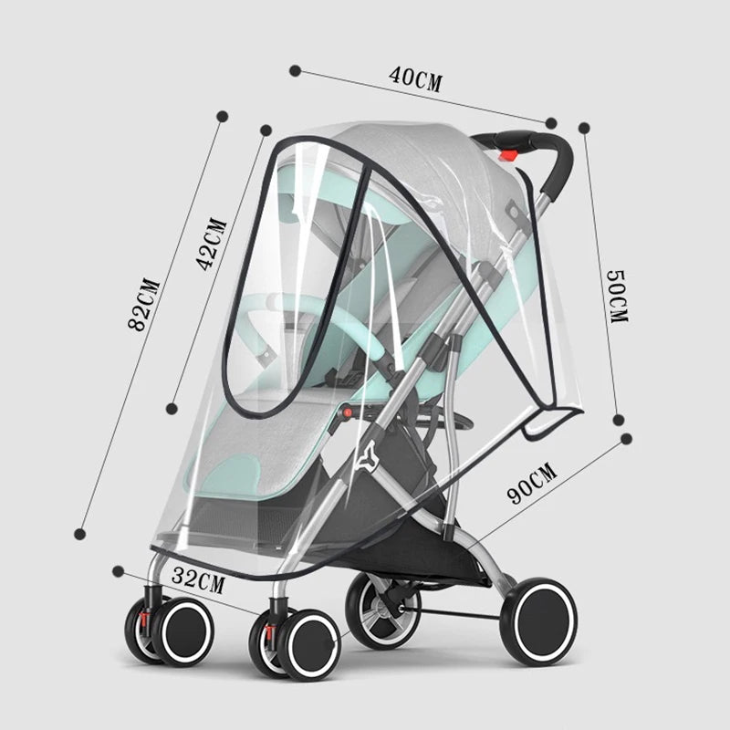 Universal Waterproof Pram Rain Cover Baby Stroller Accessories Transparent Wind Dust Shield Zipper Open for Pushchairs Raincoat