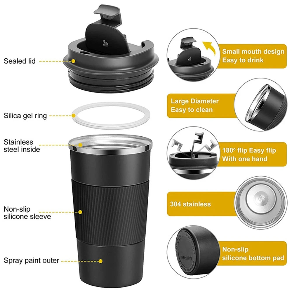 380ML/510ML Travel Coffee Mug Stainless Steel Thermal Mug Leakproof Car Tumbler Vacuum Flasks Portable Insulated Bottles