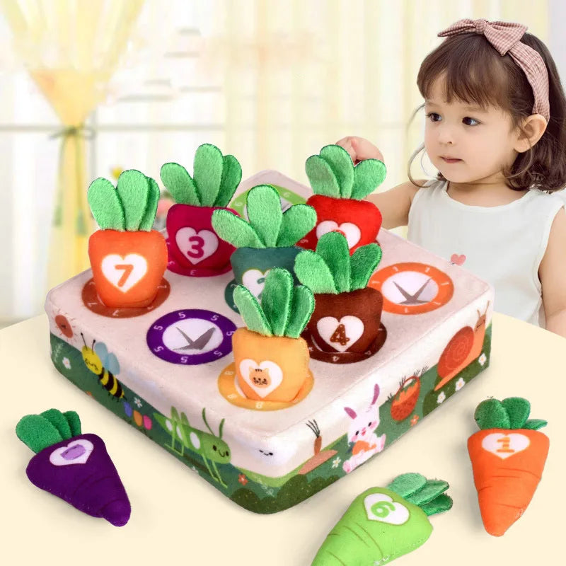 Montessori Toys Baby Pull Carrot Plush Toy Number Shape Color Matching Toys Development Game Kids Educational Toys for Children