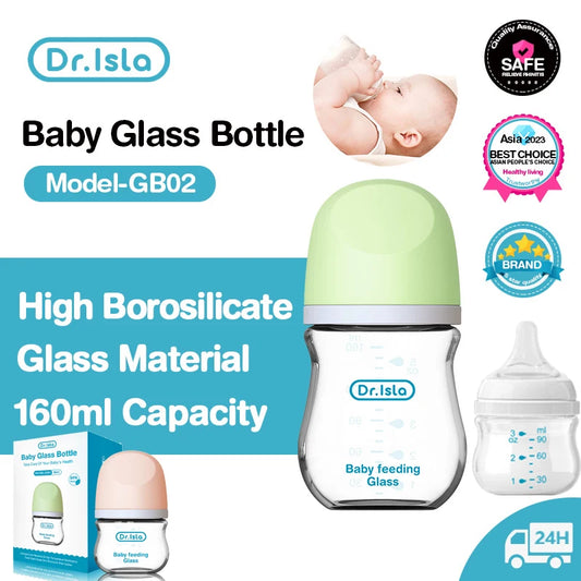Dr.isla Anti-Choke Baby Bottle Newborn Glass Bottles 90/160ML Anti-flatulence Milk Feeding Bottles Infant BPA Free 0-3 Month