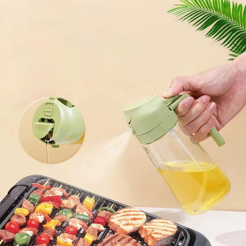 2in1 500ml Plastic Spray Oil Sprayer Bottle Spray Oil Dispenser Oil Jar Cruet BBQ Kitchen Baking Roasting Picnic Kitchen Tool