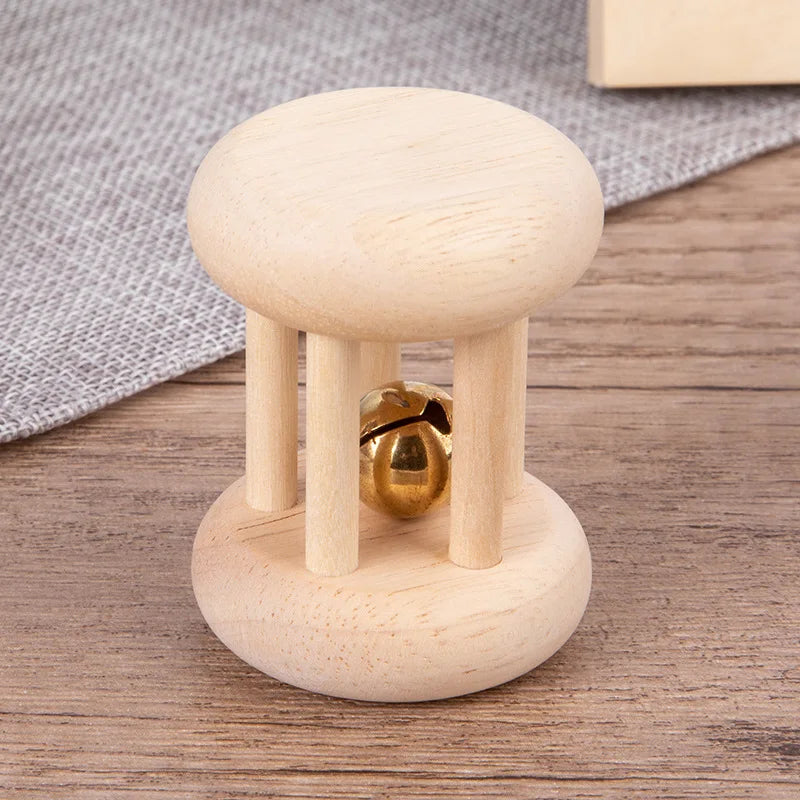 4 Pieces Wooden Baby Rattle Toy