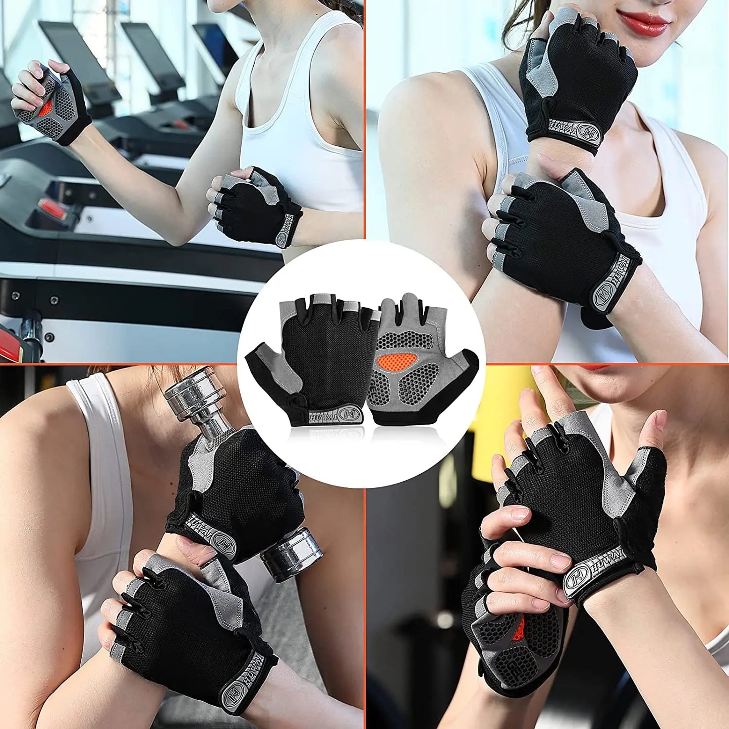 Gym Dumbbell Gloves Men Women Weightlifting Fitness Sport Training Exercise Gloves Non Slip Breathable Half Finger Cycling Glove