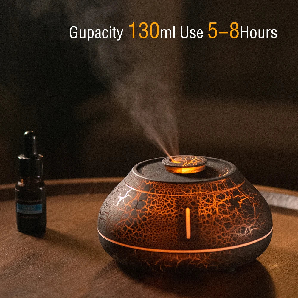 Flame Air Humidifier Mini Volcano Fire Lava Aroma Diffuser Essential Oil Ultrasonic Cool Mist Maker Fogger Led Lamp Difusor