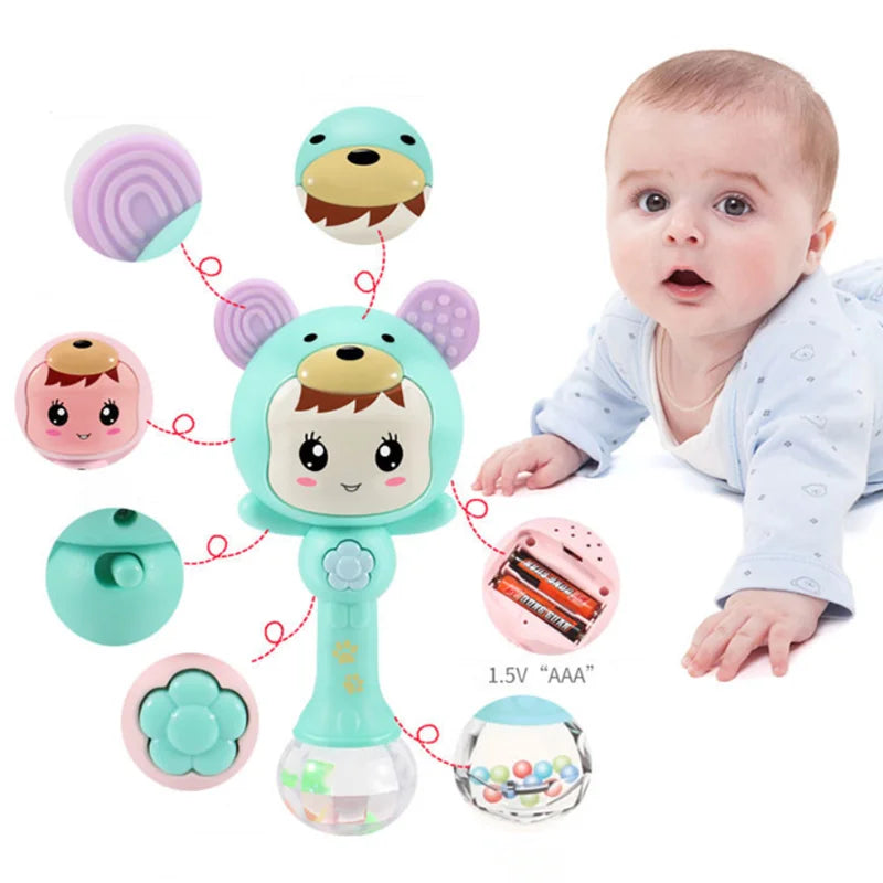 Light baby sound rattle changes with rhythm LED