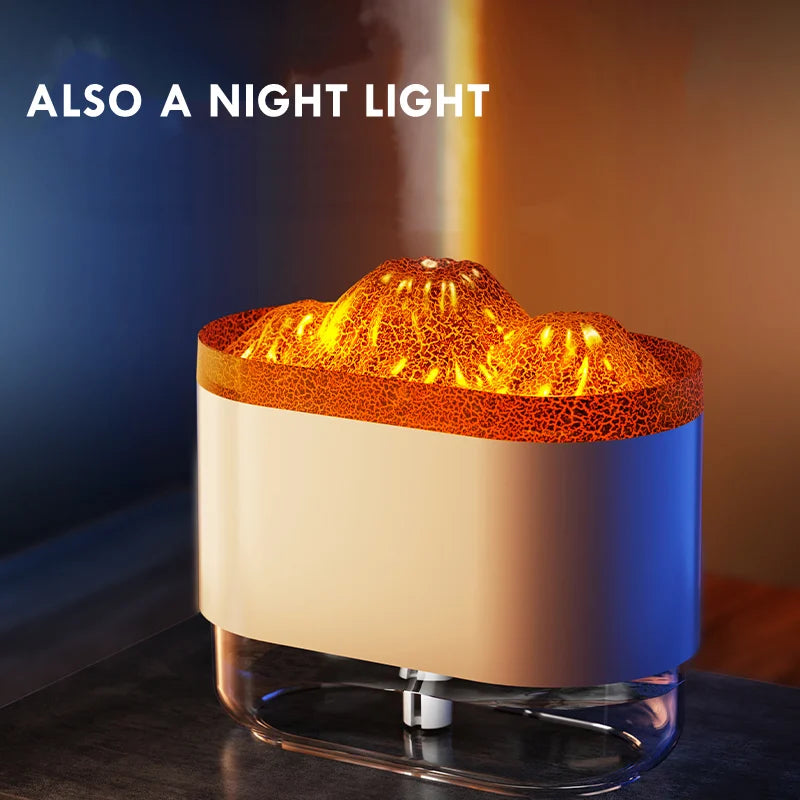 Volcano Humidifier Air Humidifier, Mini USB Humidifier With Simulated Flame Effect And Colorful Atmosphere Night Light