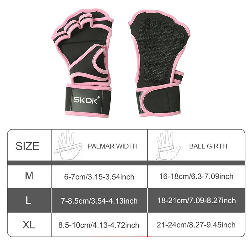 Workout Gloves With Wrist Wraps Anti-Slip Silicone Palm Protection Weight Lifting Fitness Gym Gloves Pink Color For Women