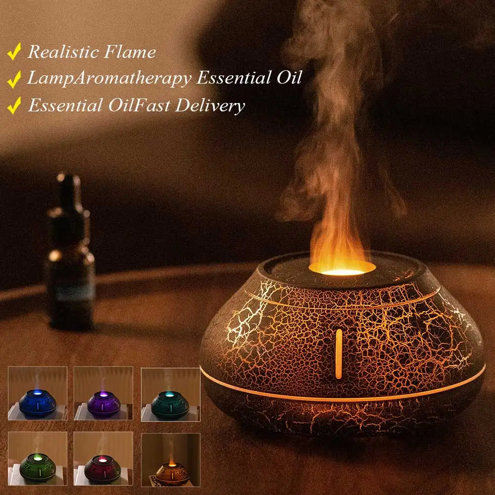 Flame Air Humidifier Mini Volcano Fire Lava Aroma Diffuser Essential Oil Ultrasonic Cool Mist Maker Fogger Led Lamp Difusor