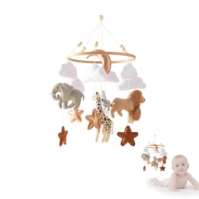 Crib Mobile Bed Bell Wooden Baby Rattles