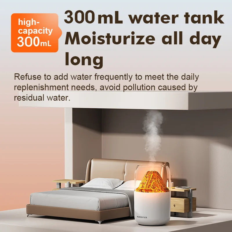 Mini Humidifier Crack Volcano Humidifier Spray Machine Usb Small Silent Desktop Colorful Atmosphere Lamp Humidifier