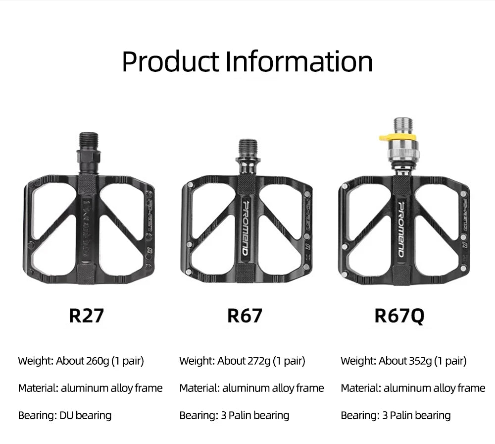 PROMEND Ultralight 3 Bearings Bicycle Pedal Road Mountain Bike Anti-slip Pedals Bearing Quick Release Aluminum Alloy Bike Parts