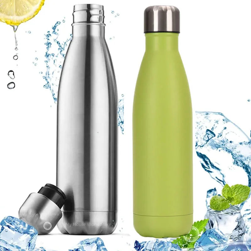 500ml Sport Bottles Double Wall Insulated Vacuum Flask Stainless Steel Thermos, Large Capacity Coke Bottle, Car Water Cup