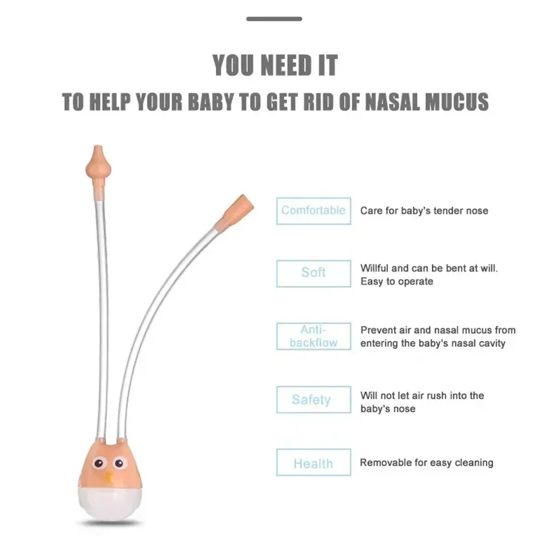 Dr.isla Newborn Baby Nasal Aspirator Nose Cleaner Sucker Suction Tool Protection Baby Mouth Nasal Suction Cleaning Sucker Device