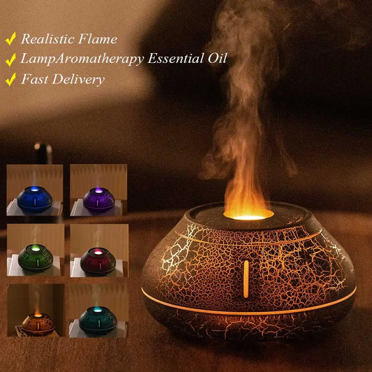 Flame Air Humidifier Mini Volcano Fire Lava Aroma Diffuser Essential Oil Ultrasonic Cool Mist Maker Fogger Led Lamp Difusor