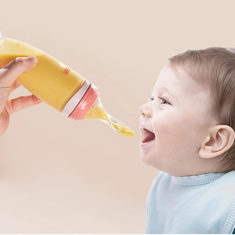 BBET BPA Free Toddlers Training Feeding Silicone Soft Tip Shape Baby Spoon Bottle Feeder