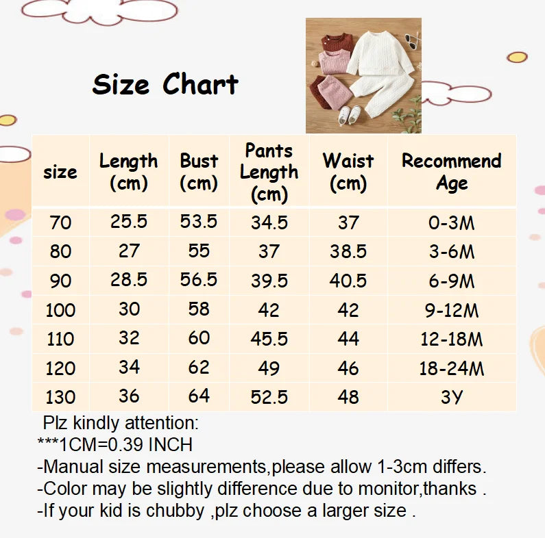 Newborn Baby Girl Boy Clothes Set Solid Color Long Sleeves Top + Pants 2PCS Costume Leisure Sport Spring and Autumn Costume Suit