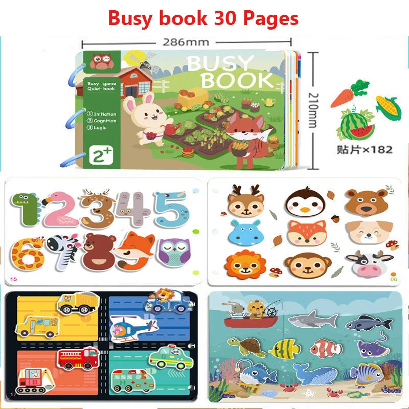 Montessori Baby Busy Book My First Quiet Book Paste Early Learning Education Toy Children Matching Game Toys for Kids 1 2 3 Year