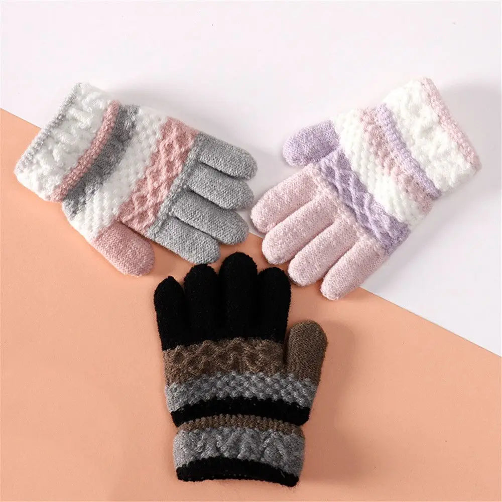 Winter Autumn Soft Knitted Baby Gloves Full Finger Gloves Kids Girls Boys Mittens Outdoor Children Gloves 3-8 Years